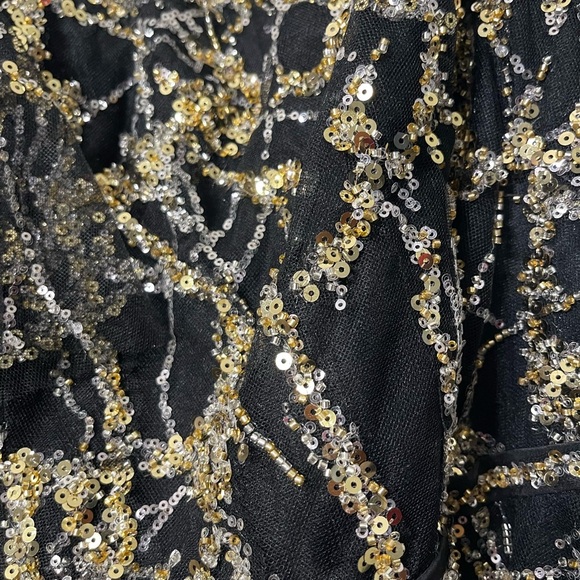 Mac Duggal 20427 Sz 14 Black Gold One Shoulder A-line Embellished Gown $698 - Picture 7 of 7